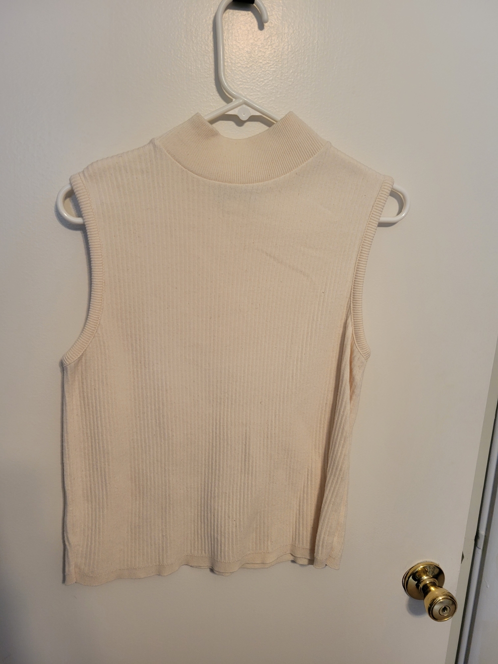 Expressions Ribbed Mock Neck Tank Top - Cream